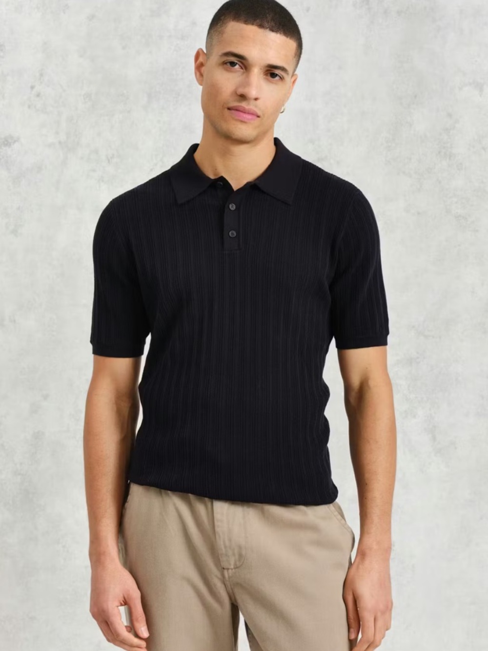 Wax London knit polo in color midnight XL